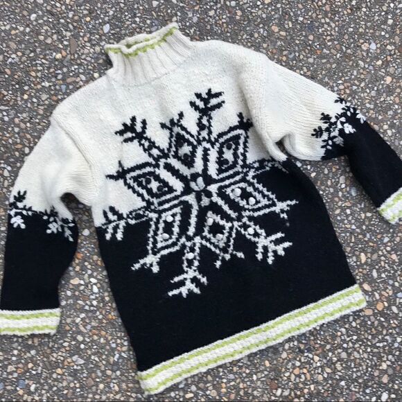 Vintage 1990s Chunky Snowflake Tunic Sweater S - Picture 1 of 6